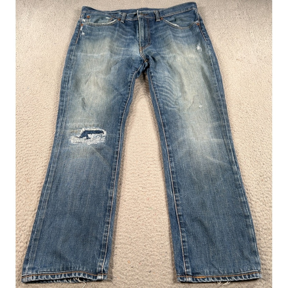 Levis 511 Jeans Men's 36x26 Blue Denim Straight Leg Distressed Workwear Faded